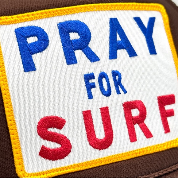 NWT Aviator Nation Pray For Surf Brown Trucker Hat Cap Embroidered Classic beach - Picture 4 of 13